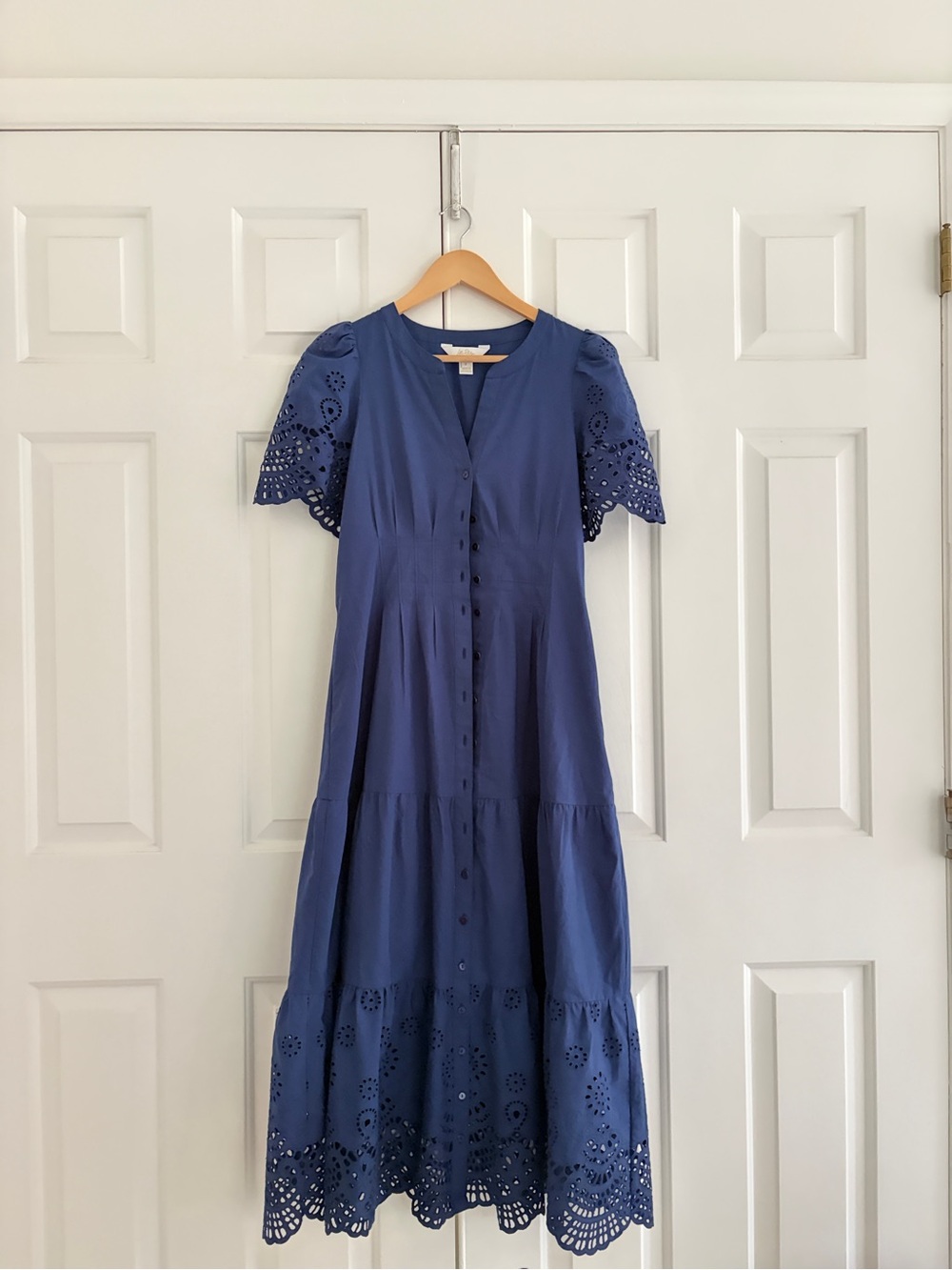 Lilly Pulitzer Blue Eyelet Maxi Dress with Button Front